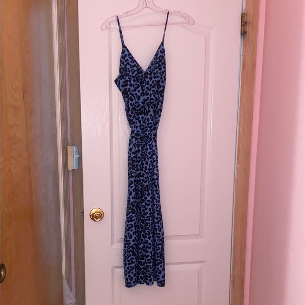 Banana Republic Leopard Print Blue Jumpsuit